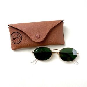 Ray-Ban Gold Frame Sunglasses with Green Lenses